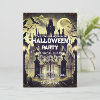 Gotische Victoriaans spookhuis Halloween Kaart