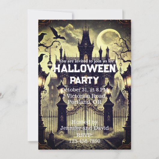 Gotische Victoriaans spookhuis Halloween Kaart (Voorkant)