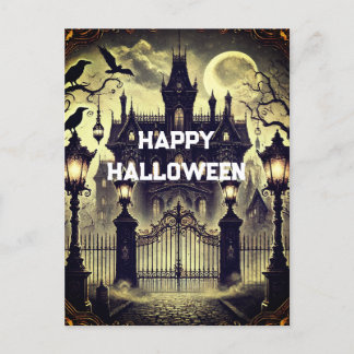 Gotische Victoriaans Vintage Happy Halloween Feestdagenkaart