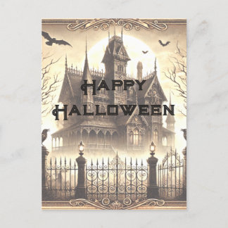 Gotische Victoriaans Vintage Scary Happy Halloween Feestdagenkaart