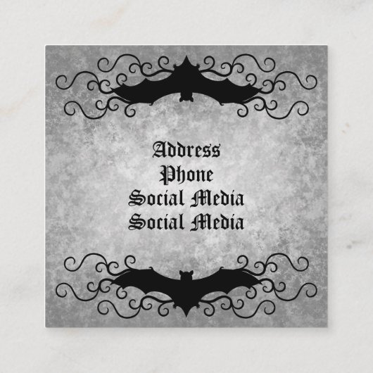 Gotische Victoriaans vleermuis met mooie werveling Vierkante Visitekaartje (Achterkant)