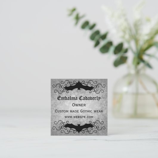 Gotische Victoriaans vleermuis met mooie werveling Vierkante Visitekaartje (Staand voorkant)