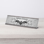 Gotische Victoriaans vleermuis met wervelingen dec Bureau Naambordje (Voorkant)