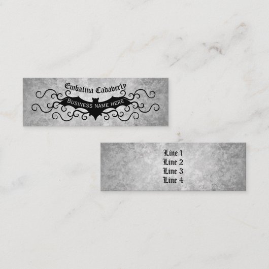 Gotische Victoriaans vleermuis met wervelingen ele Mini Visitekaartje (Voorkant / Achterkant)