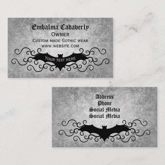 Gotische Victoriaans vleermuis met wervelingen pro Visitekaartje (Voorkant / Achterkant)