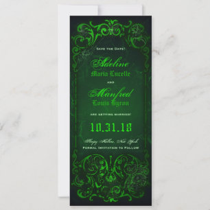 Gotische Victoriaanse Griezelige Groene Bewaar de Save The Date
