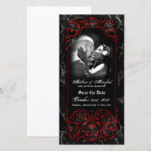 Gotische Victoriaanse Griezelige Rode Aangepaste " Save The Date (Voorkant / Achterkant)