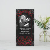 Gotische Victoriaanse Griezelige Rode Aangepaste " Save The Date (Staand voorkant)