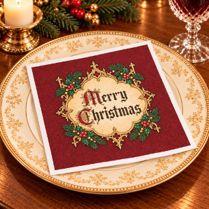 Gotische Victoriaanse Prettig Kerst Papier Servett Servet