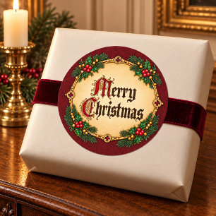 Gotische Victoriaanse Prettig Kerstmis Ronde Stick Sticker