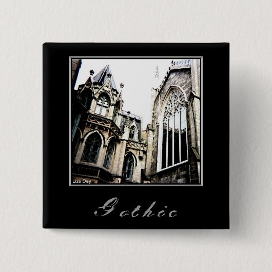 'Gotische' vierkante speld Button 5,1 Cm (Voorkant)