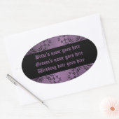 Gotische vieze paarse damask trouwlabels ovale sticker (Envelop)