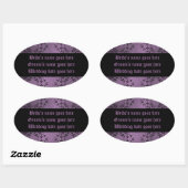 Gotische vieze paarse damask trouwlabels ovale sticker (Vel)