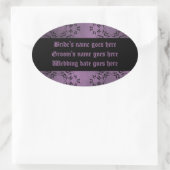 Gotische vieze paarse damask trouwlabels ovale sticker (Tas)