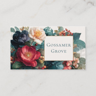 Gotische vintage bloemmotief rode turquoise roos g visitekaartje