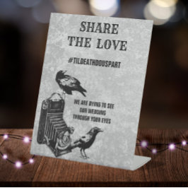 Gotische, Vintage bruiloft hashtag Deel de liefde Reclamebord Met Voetstuk
