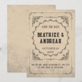 Gotische Vintage bruiloft Save The Date (Voorkant / Achterkant)
