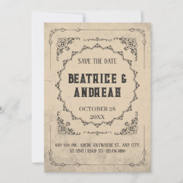 Gotische Vintage bruiloft Save The Date