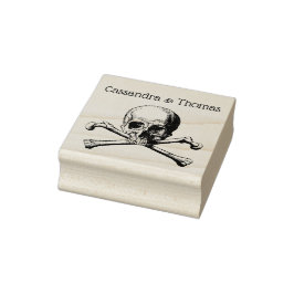 Gotische vintage piratenschedel en gekruiste botte rubberstempel