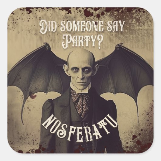 Gotische Vintage Victoriaanse Dracula Halloween Vierkante Sticker (Voorkant)