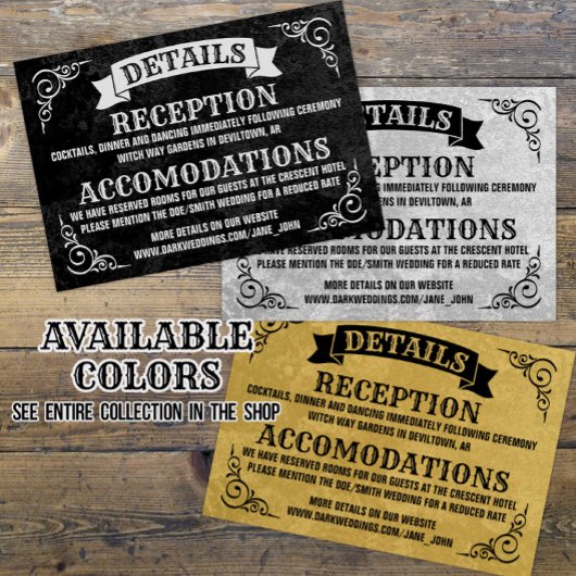 Gotische Vintage Witchy Details Bruiloft Notitiekaartje