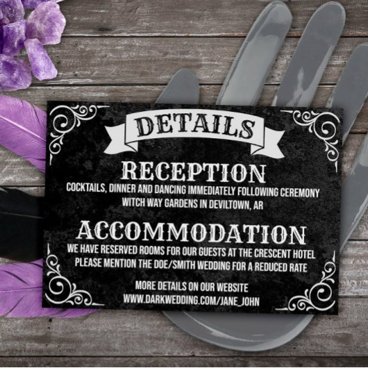 Gotische Vintage Witchy Details Bruiloft Notitiekaartje