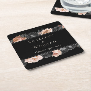 Gotische Vintage Zwarte Blush Bruiloft Kartonnen Onderzetters