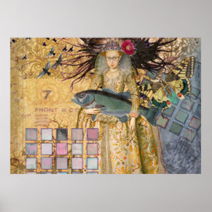 Gotische Vissen Vissen Vrouw Renaissance Whimsisch Poster