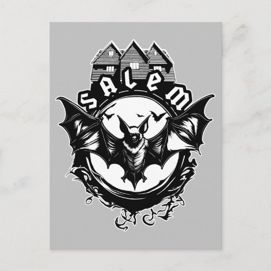 Gotische vleermuis en Salem Witch House Briefkaart (Voorkant)