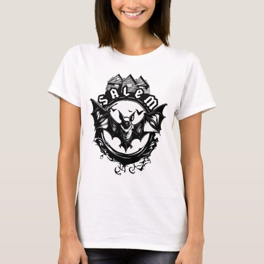 Gotische vleermuis en Salem Witch House T-shirt (Voorkant)