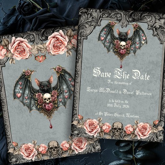 Gotische Vleermuis Save the Date Kaart