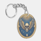 ☠️ Gotische vleugelschedelsymbool voor motorfans Sleutelhanger (Voorkant Links)