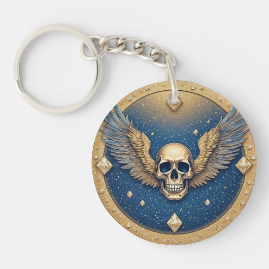 ☠️ Gotische vleugelschedelsymbool voor motorfans Sleutelhanger (Voorkant)