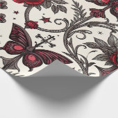 Gotische Vlinder Bloemmotief (1) Cadeaupapier (Hoek)