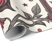 Gotische Vlinder Bloemmotief (1) Cadeaupapier (Rol Hoek)