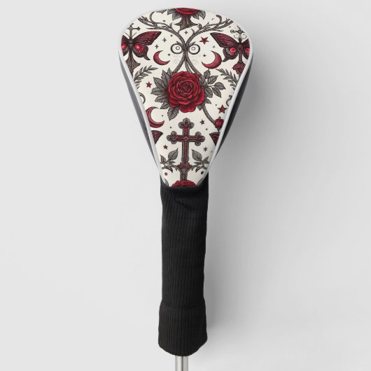 Gotische Vlinder Bloemmotief (1) Golfheadcover (Voorkant)