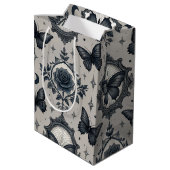 Gotische Vlinder Bloemmotief (2) Medium Cadeauzakje (Achterkant Gekanteld)