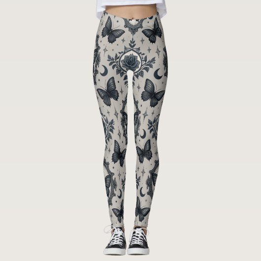Gotische Vlinder Bloemmotief (3) Leggings (Voorkant)