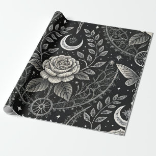 Gotische Vlinder Bloemmotief (4) Cadeaupapier
