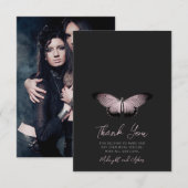 Gotische vlinder foto bruiloft bedankkaart (Voorkant / Achterkant)