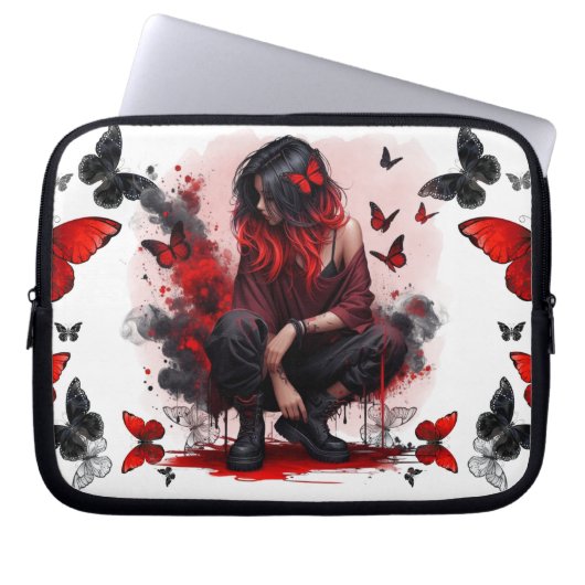 Gotische vlinders & Lady fantasie Laptop Sleeve (Voorkant)