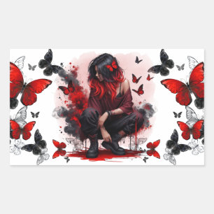 Gotische vlinders & Lady fantasie Rechthoekige Sticker