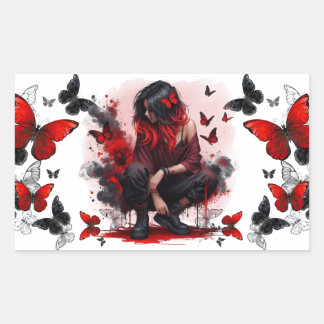 Gotische vlinders & Lady fantasie Rechthoekige Sticker
