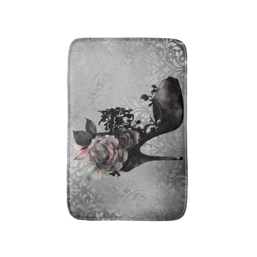 Gotische Vogue | Muted Pastel Roos Mode Stiletto Badmat (Voorkant Verticaal)