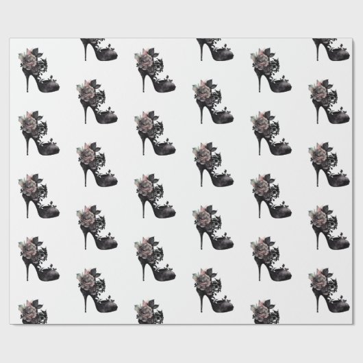 Gotische Vogue | Muted Pastel Roos Mode Stiletto Cadeaupapier (Vlak)