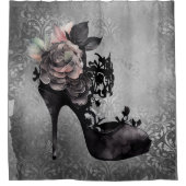 Gotische Vogue | Muted Pastel Roos Mode Stiletto Douchegordijn (Voorkant)