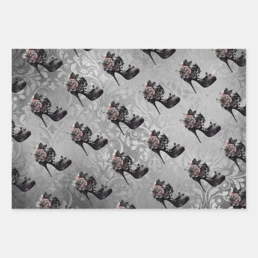 Gotische Vogue | Muted Pastel Roos Mode Stiletto Inpakpapier Vel (Voorkant 3)