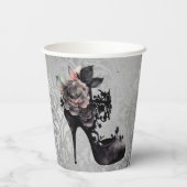 Gotische Vogue | Muted Pastel Roos Mode Stiletto Papieren Bekers (Achterkant)