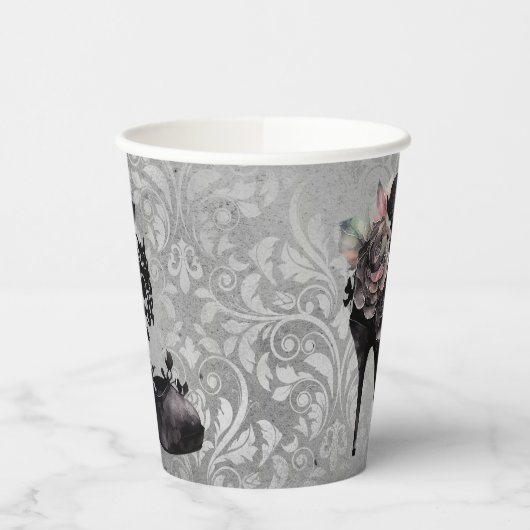 Gotische Vogue | Muted Pastel Roos Mode Stiletto Papieren Bekers (Links)