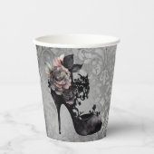 Gotische Vogue | Muted Pastel Roos Mode Stiletto Papieren Bekers (Voorkant)